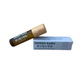 Load image into Gallery viewer, A product image showing a rollerball vial with amber glass and bamboo cap next to its blue packaging box, labeled 'Onsen Saru'.

