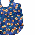 Load image into Gallery viewer, Blue reusable bag with sunflower pattern on a white background
