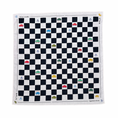 Load image into Gallery viewer, Checkered fabric with printed symbols on a white background
