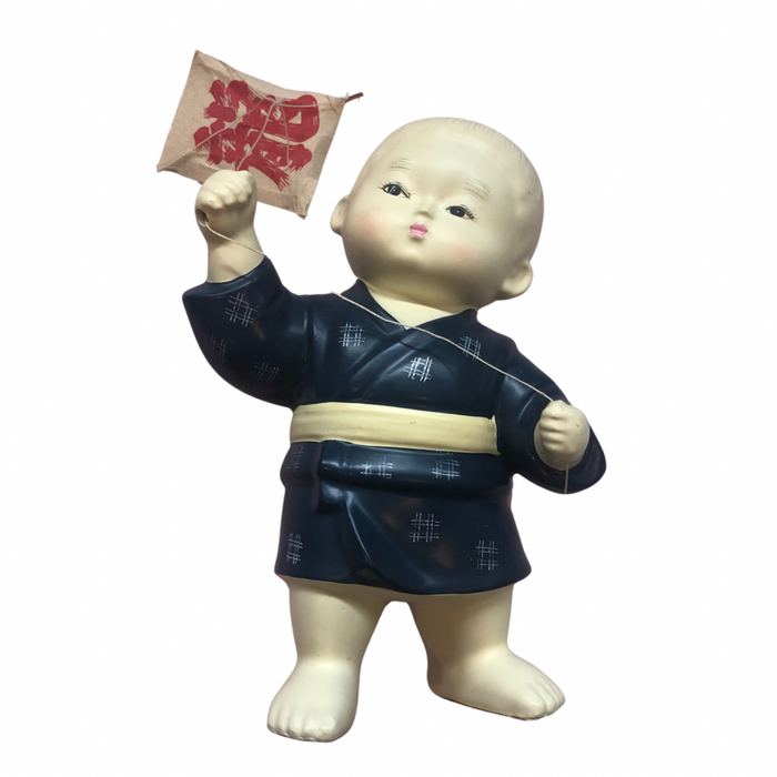 VINTAGE - Japanese Boy with Kite Ceramic Figurine
